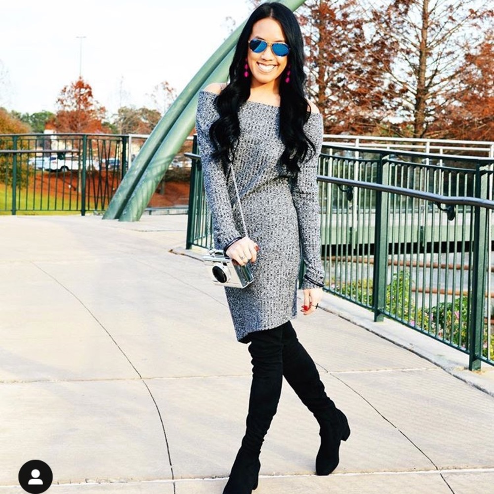 Gray sweater dress